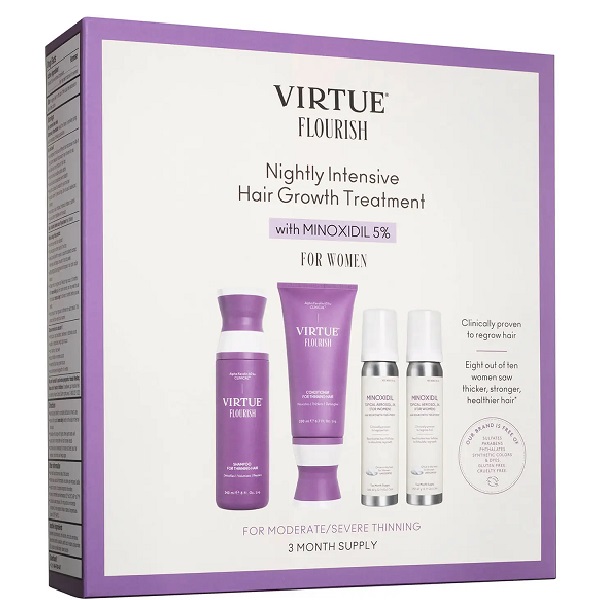 VIRTUE Flourish Nightly Intensive Hair Growth Treatment Hair Kit 4 piece