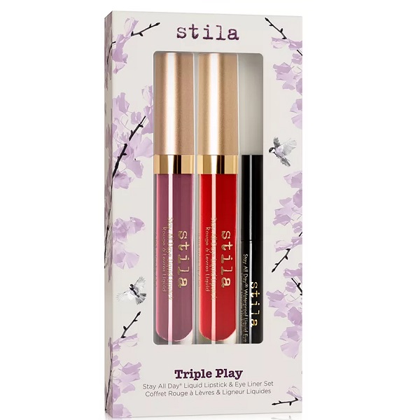 Stila Triple Play Stay All Day Liquid Lipstick & Eye Liner 3 Piece Set