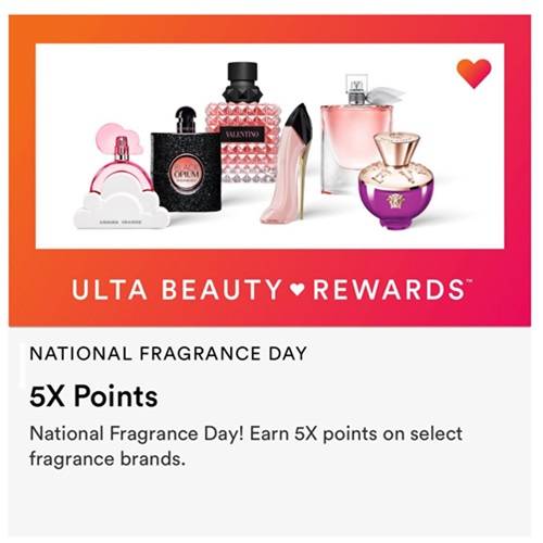 TODAY ONLY Ulta Beauty Select Fragrance 5X Points Multiplier Beauty